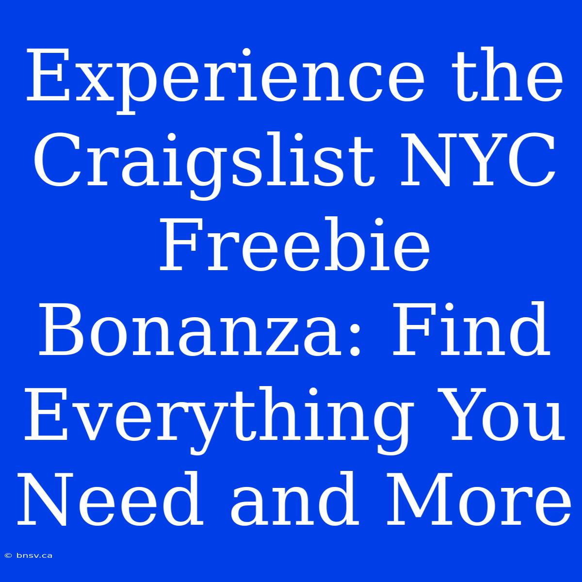 Experience The Craigslist NYC Freebie Bonanza: Find Everything You Need And More