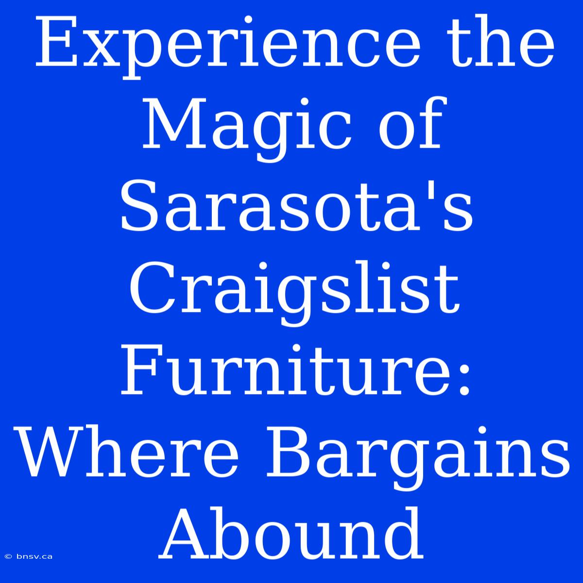 Experience The Magic Of Sarasota's Craigslist Furniture: Where Bargains Abound