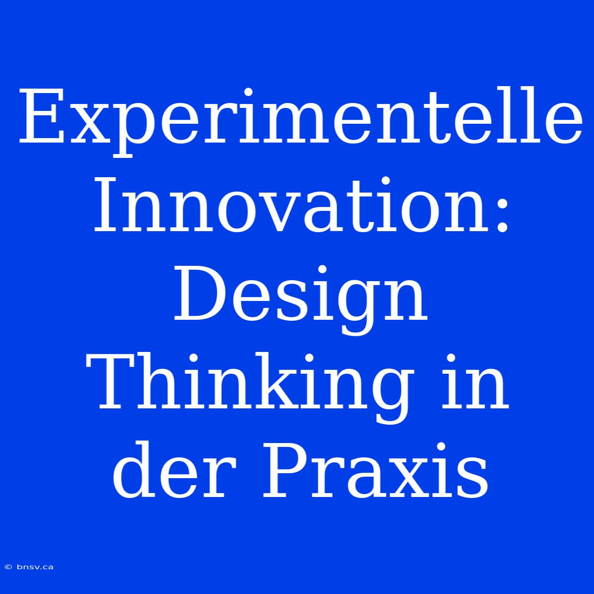 Experimentelle Innovation: Design Thinking In Der Praxis