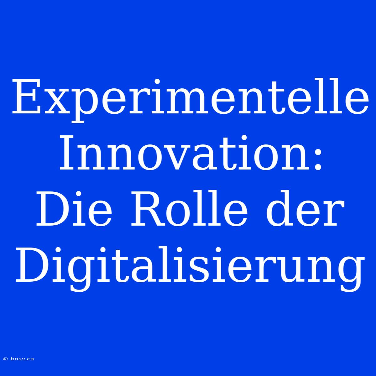 Experimentelle Innovation: Die Rolle Der Digitalisierung