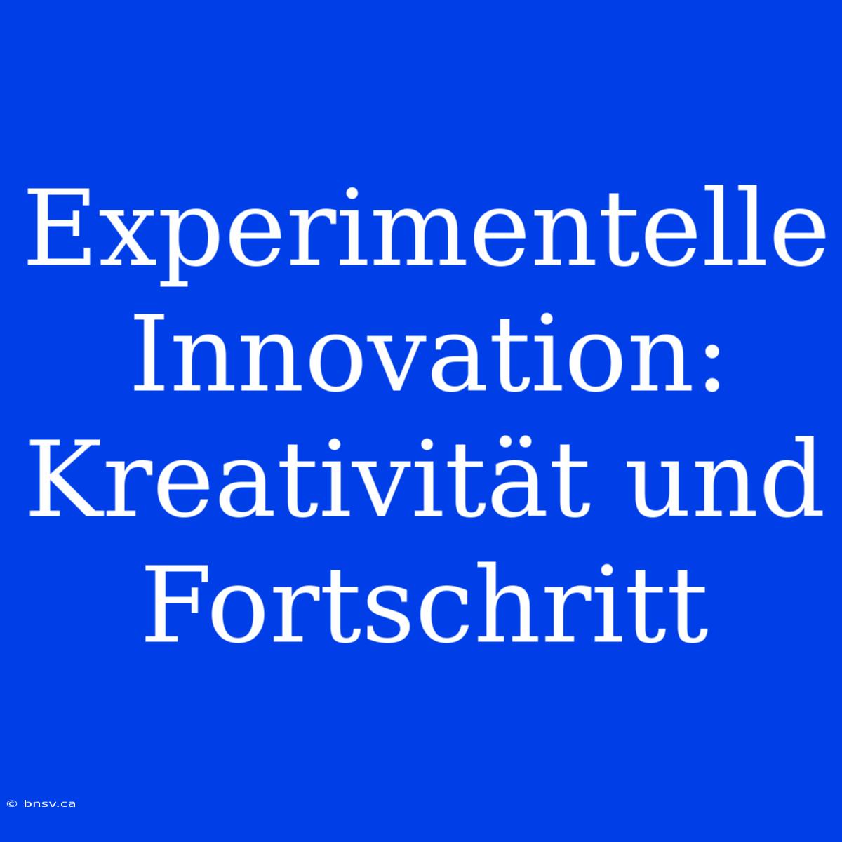 Experimentelle Innovation: Kreativität Und Fortschritt