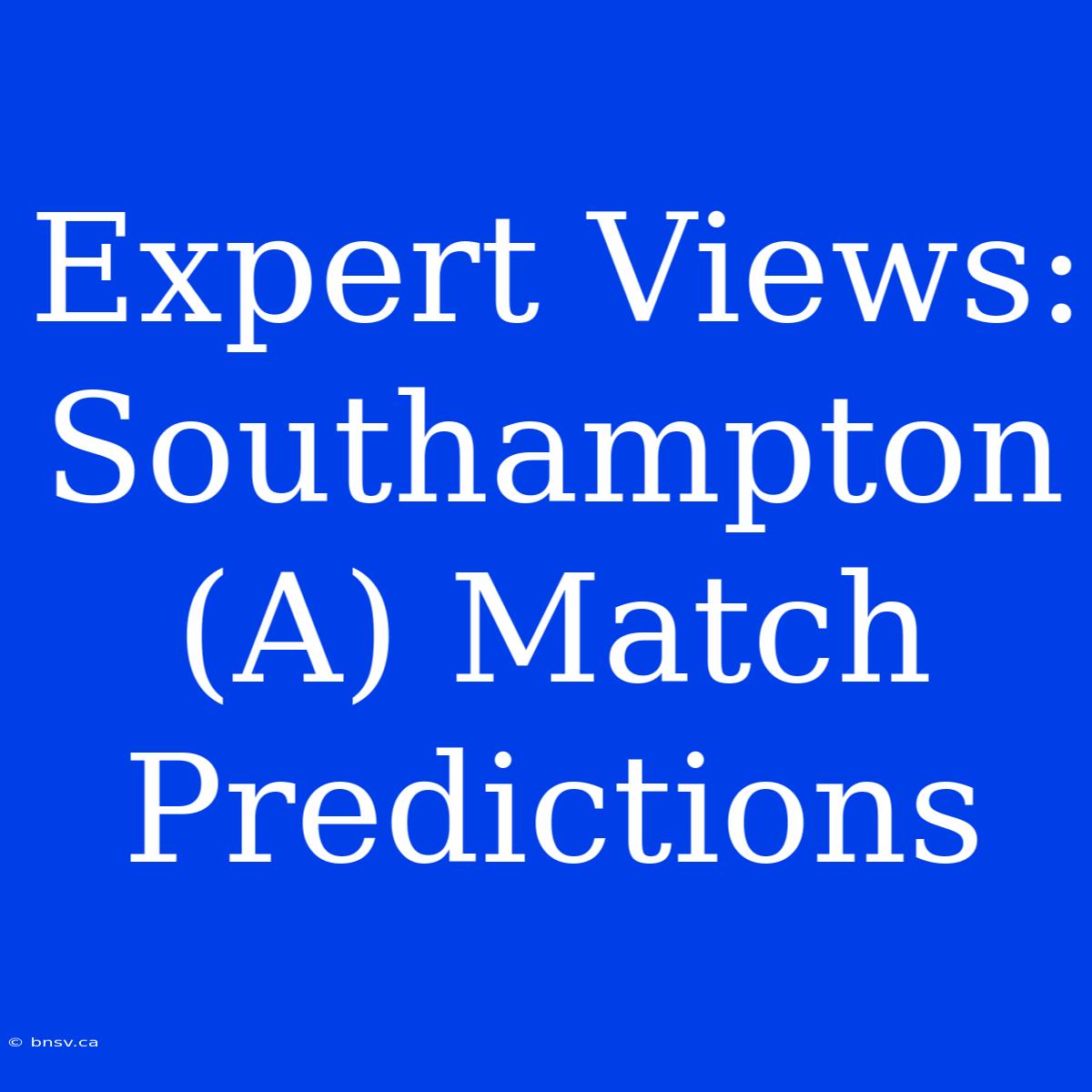 Expert Views: Southampton (A) Match Predictions