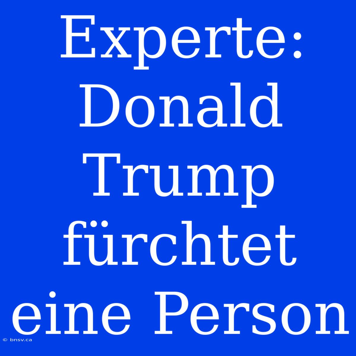 Experte: Donald Trump Fürchtet Eine Person