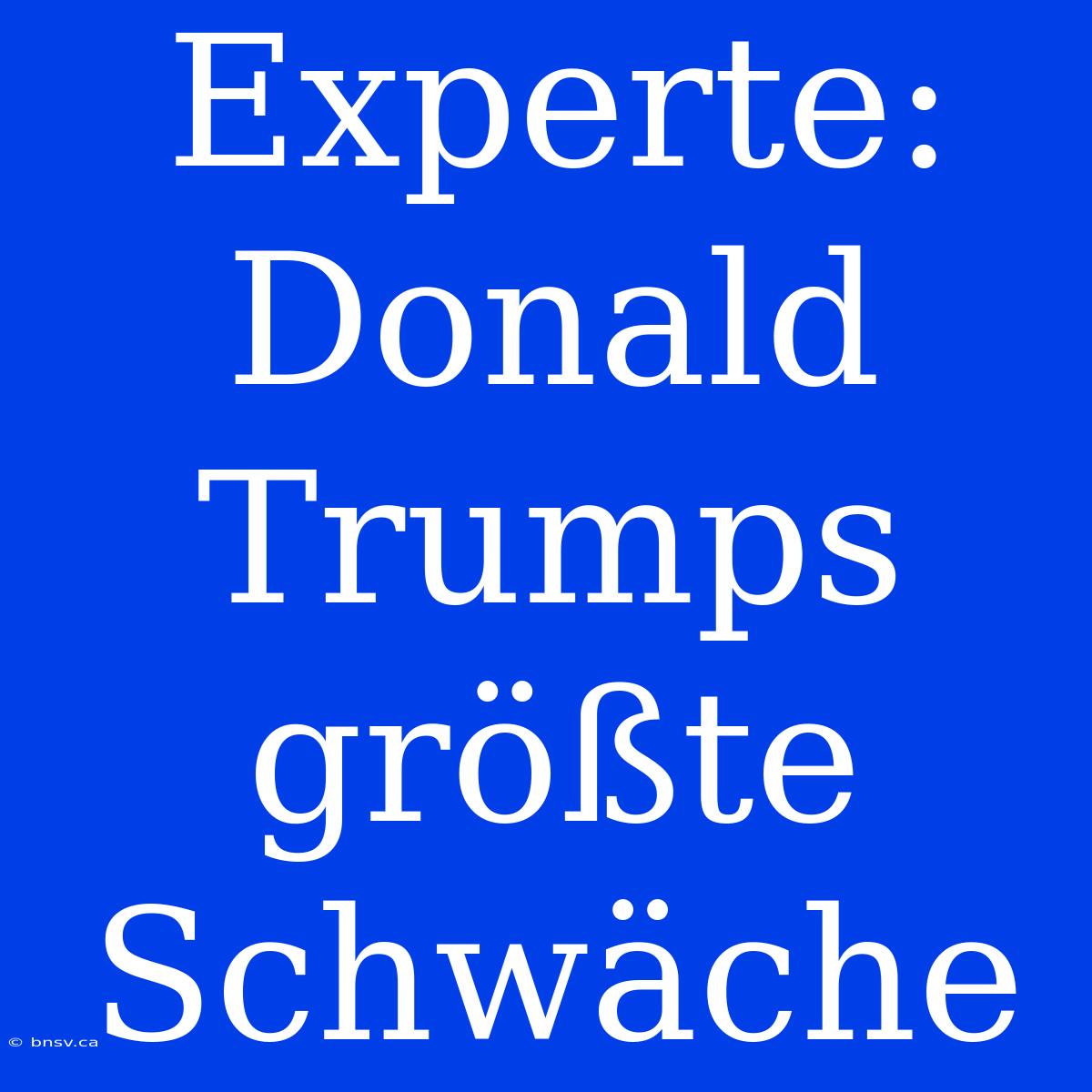 Experte: Donald Trumps Größte Schwäche