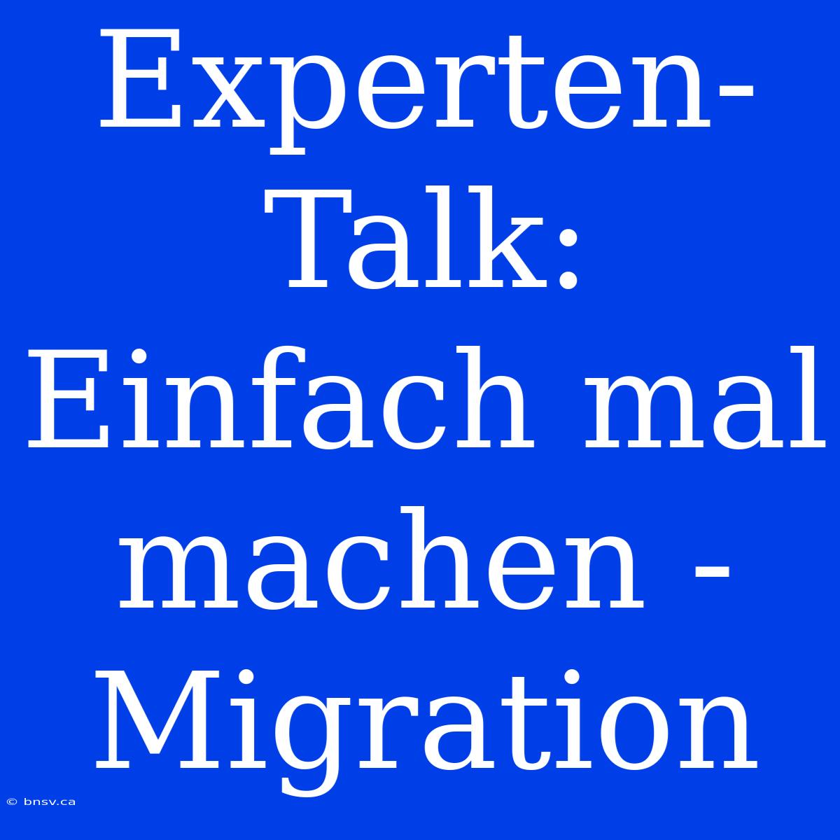 Experten-Talk: Einfach Mal Machen - Migration