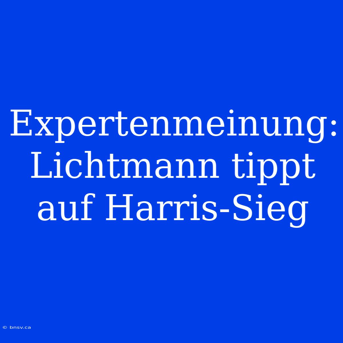 Expertenmeinung: Lichtmann Tippt Auf Harris-Sieg