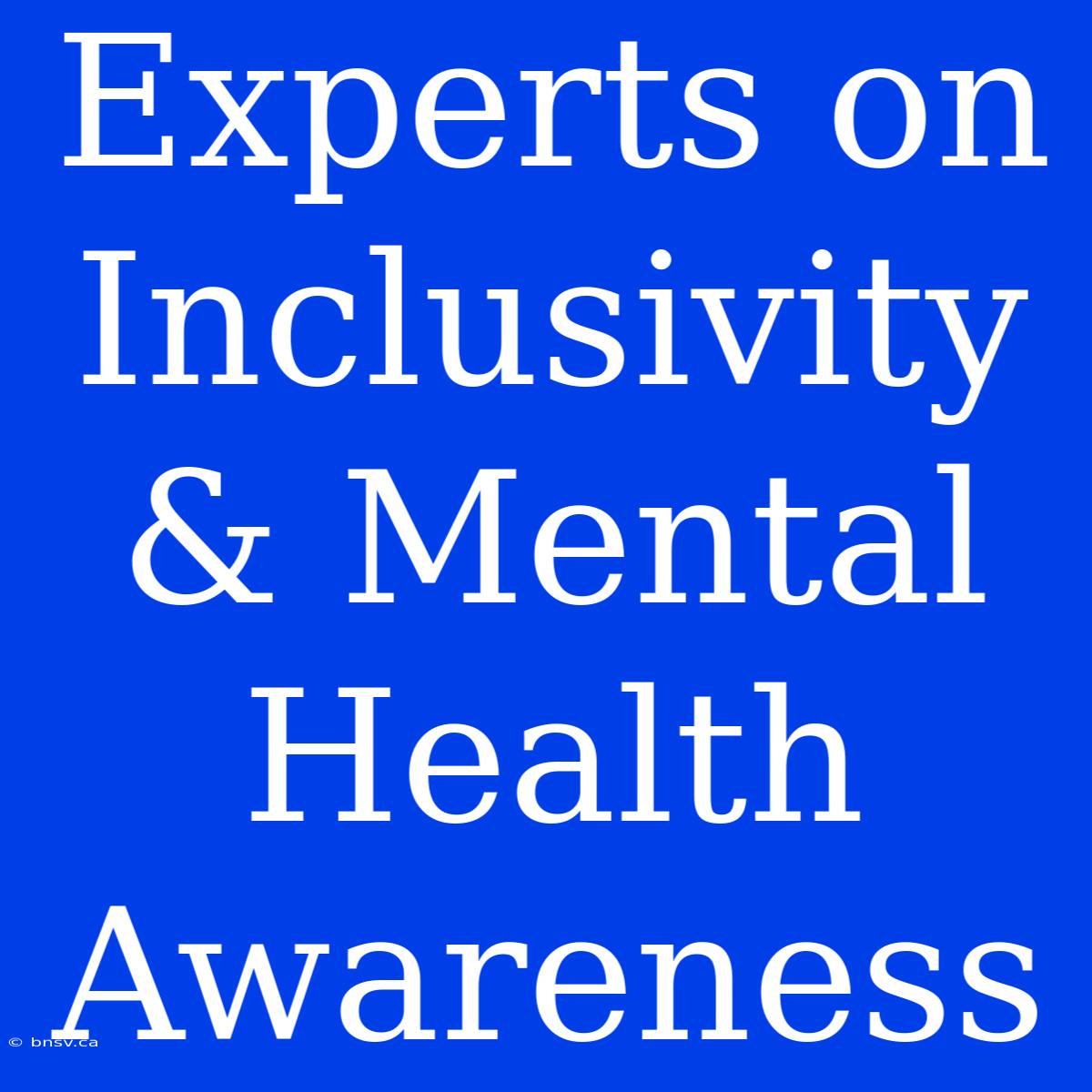 Experts On Inclusivity & Mental Health Awareness