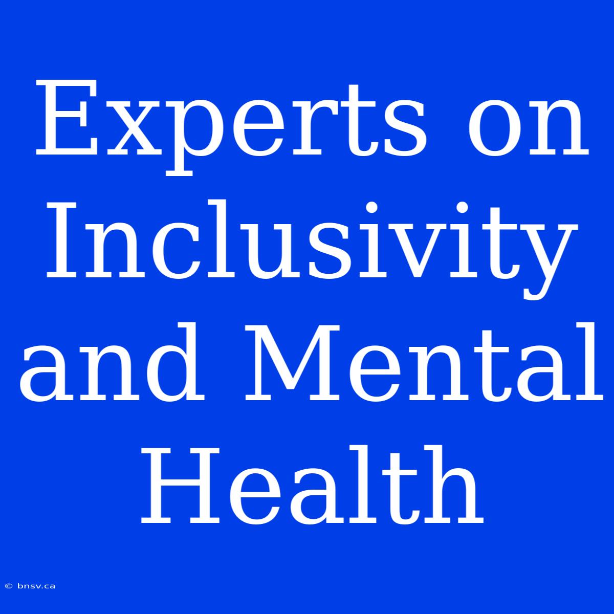 Experts On Inclusivity And Mental Health