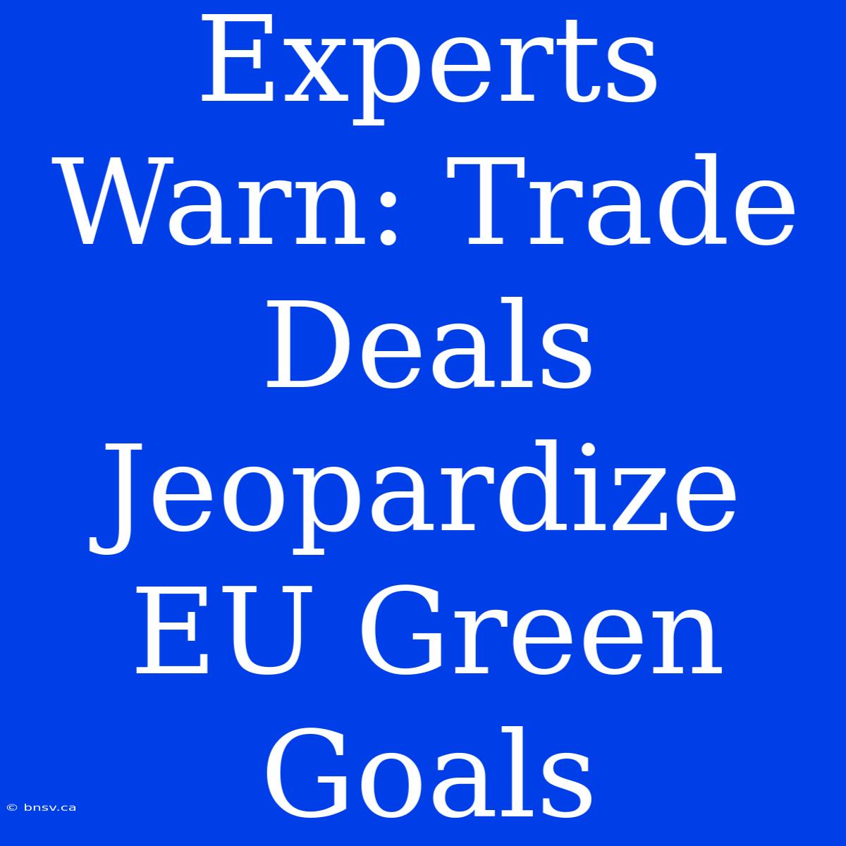 Experts Warn: Trade Deals Jeopardize EU Green Goals