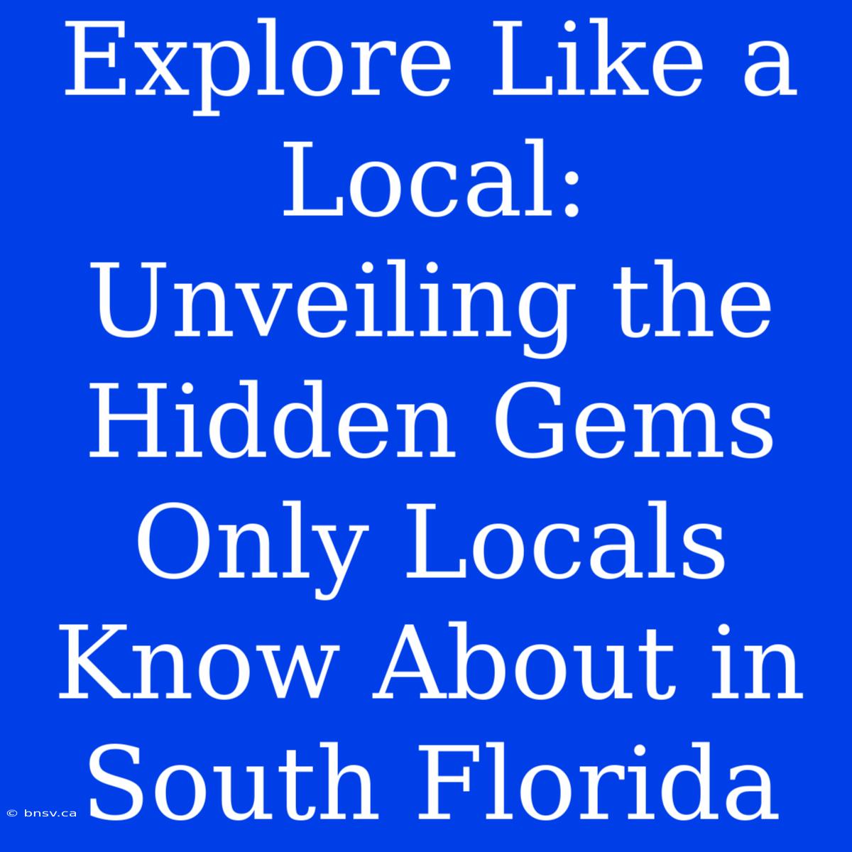 Explore Like A Local: Unveiling The Hidden Gems Only Locals Know About In South Florida