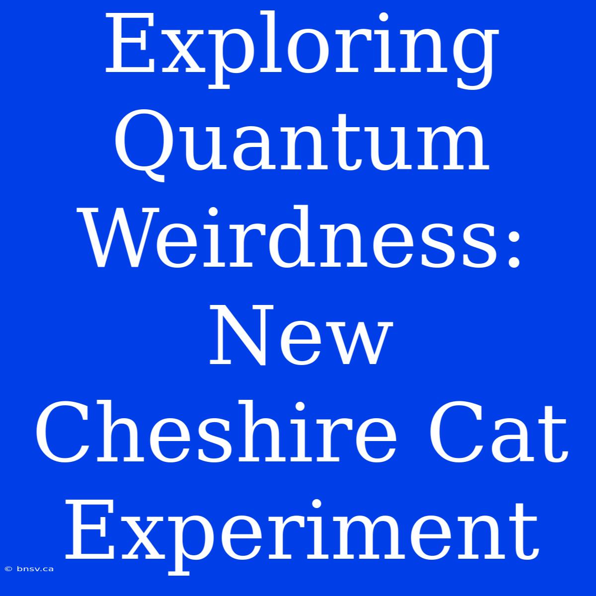 Exploring Quantum Weirdness: New Cheshire Cat Experiment