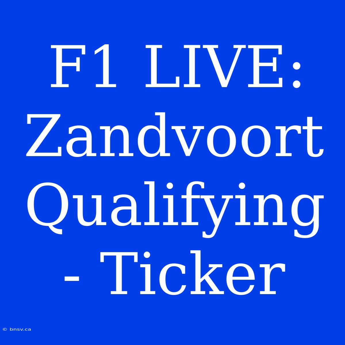 F1 LIVE: Zandvoort Qualifying - Ticker