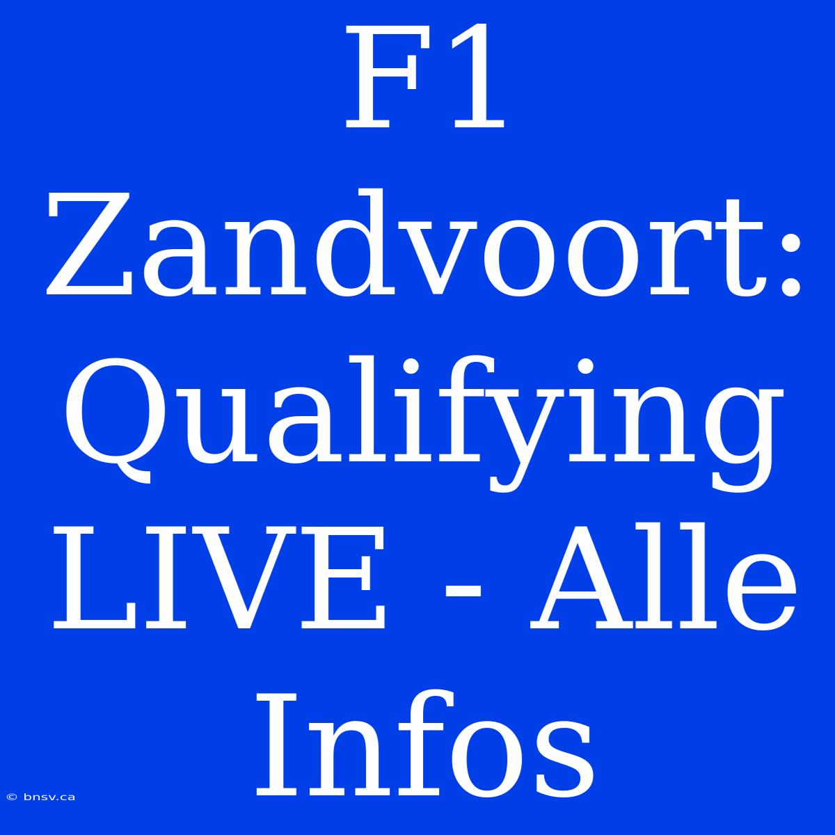 F1 Zandvoort: Qualifying LIVE - Alle Infos