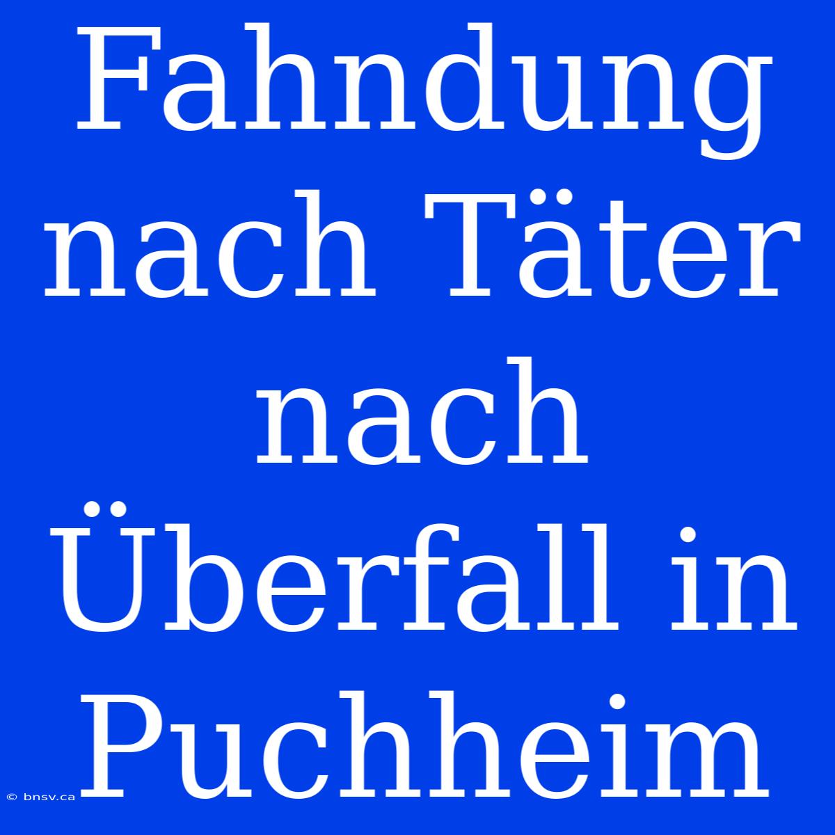 Fahndung Nach Täter Nach Überfall In Puchheim