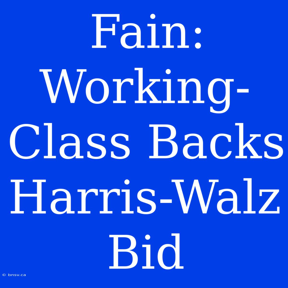 Fain: Working-Class Backs Harris-Walz Bid