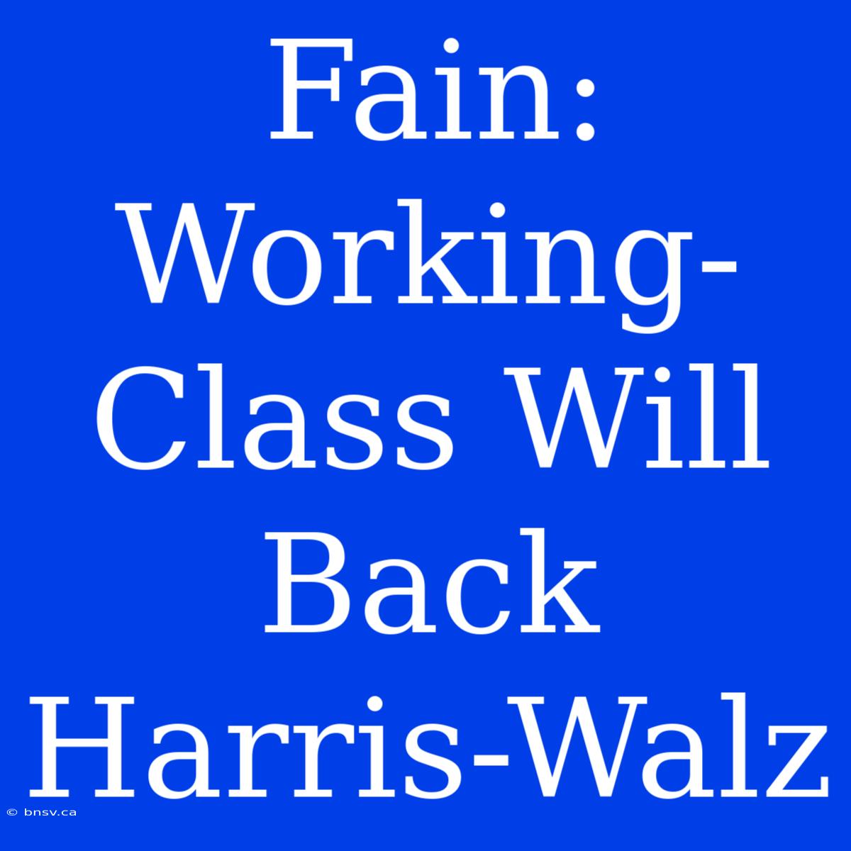 Fain: Working-Class Will Back Harris-Walz