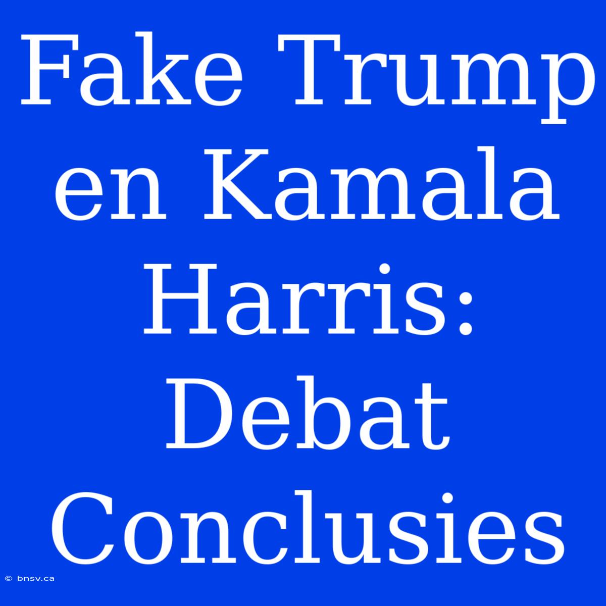 Fake Trump En Kamala Harris: Debat Conclusies