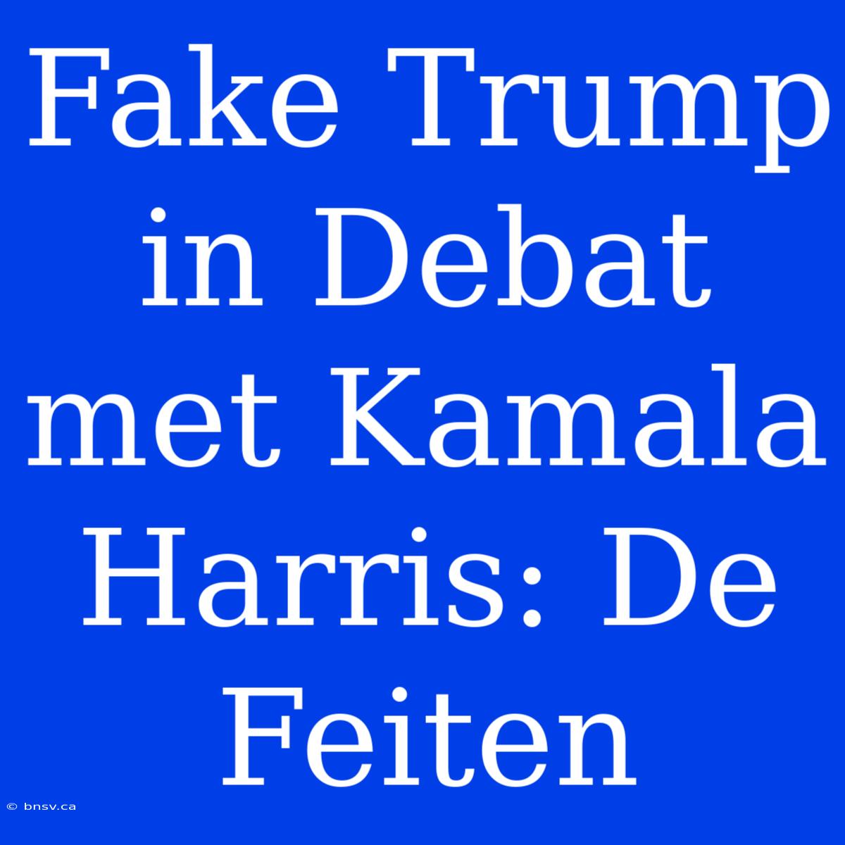 Fake Trump In Debat Met Kamala Harris: De Feiten