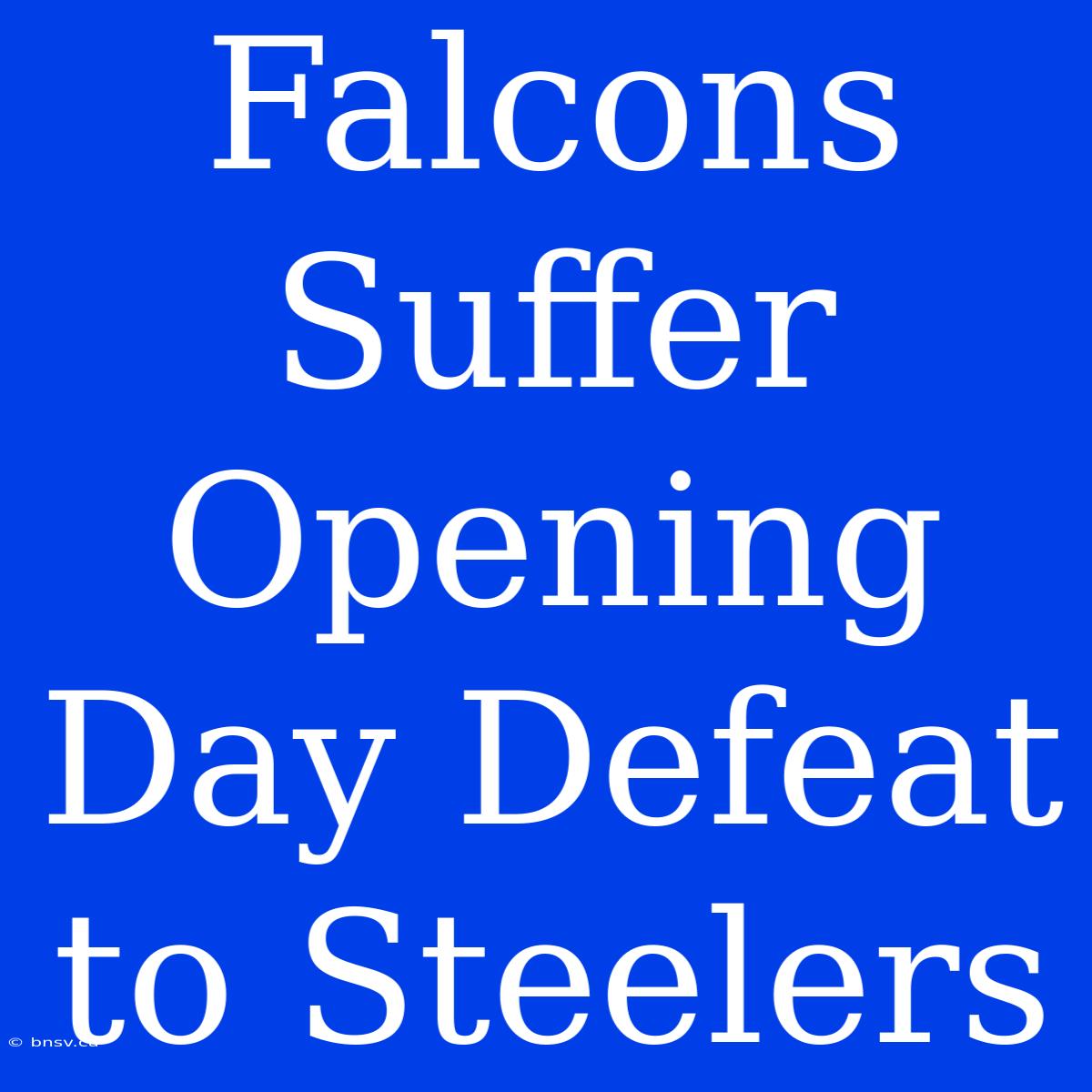 Falcons Suffer Opening Day Defeat To Steelers