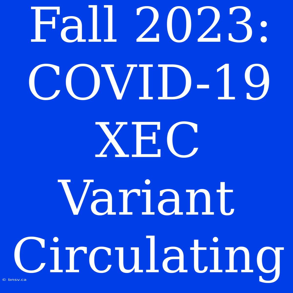 Fall 2023: COVID-19 XEC Variant Circulating