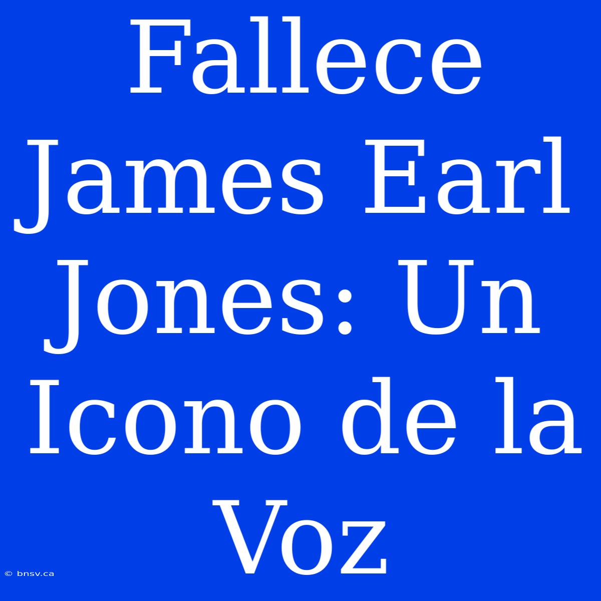 Fallece James Earl Jones: Un Icono De La Voz