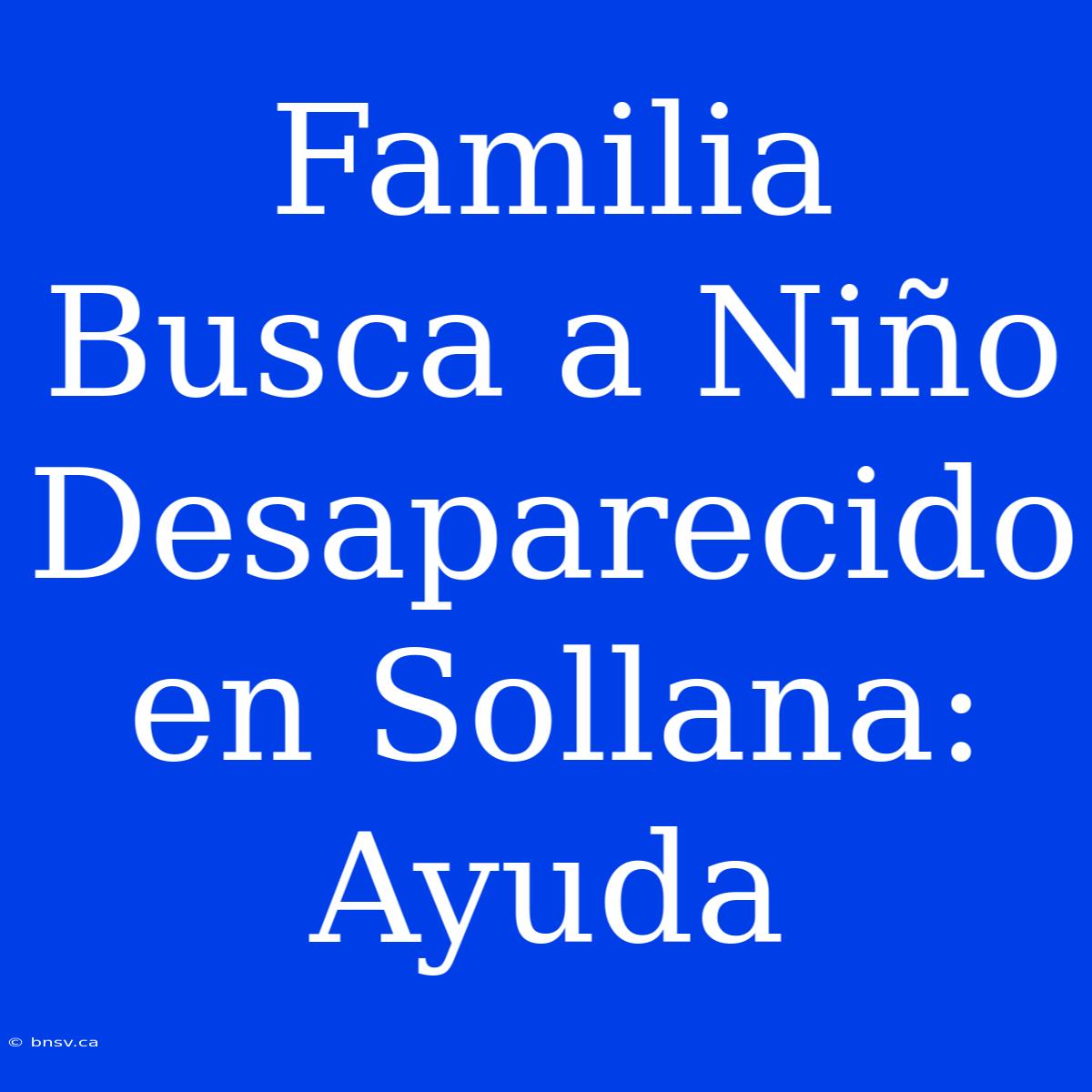 Familia Busca A Niño Desaparecido En Sollana: Ayuda