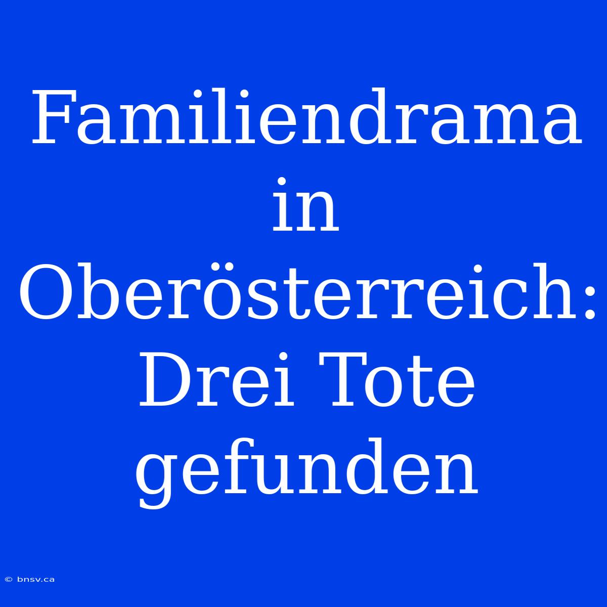 Familiendrama In Oberösterreich: Drei Tote Gefunden