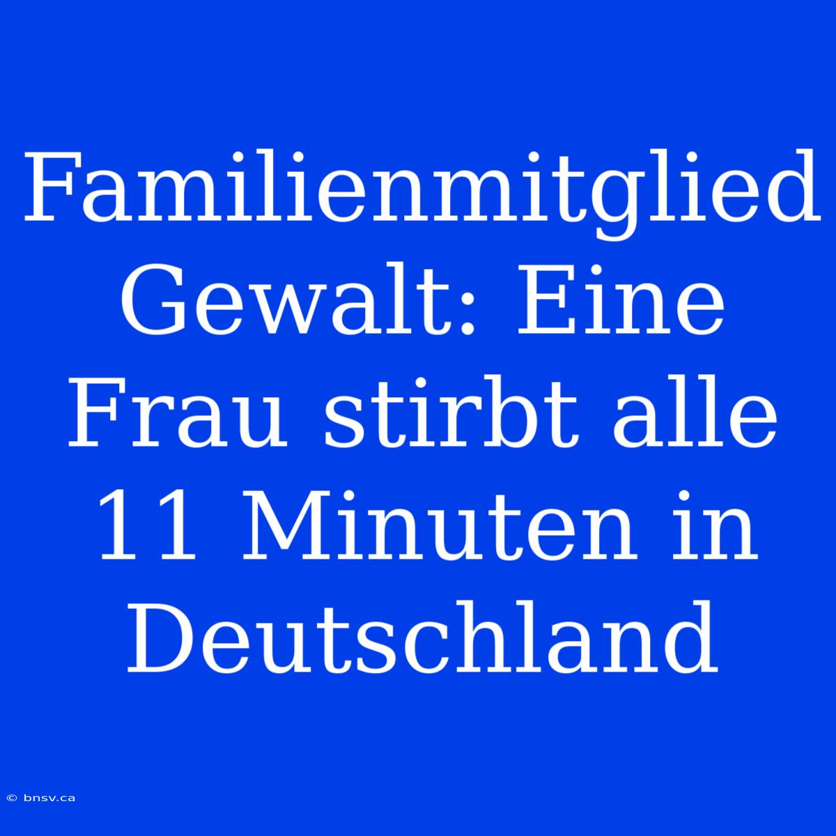 Familienmitglied Gewalt: Eine Frau Stirbt Alle 11 Minuten In Deutschland