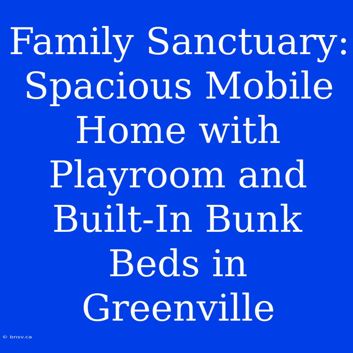 Family Sanctuary: Spacious Mobile Home With Playroom And Built-In Bunk Beds In Greenville