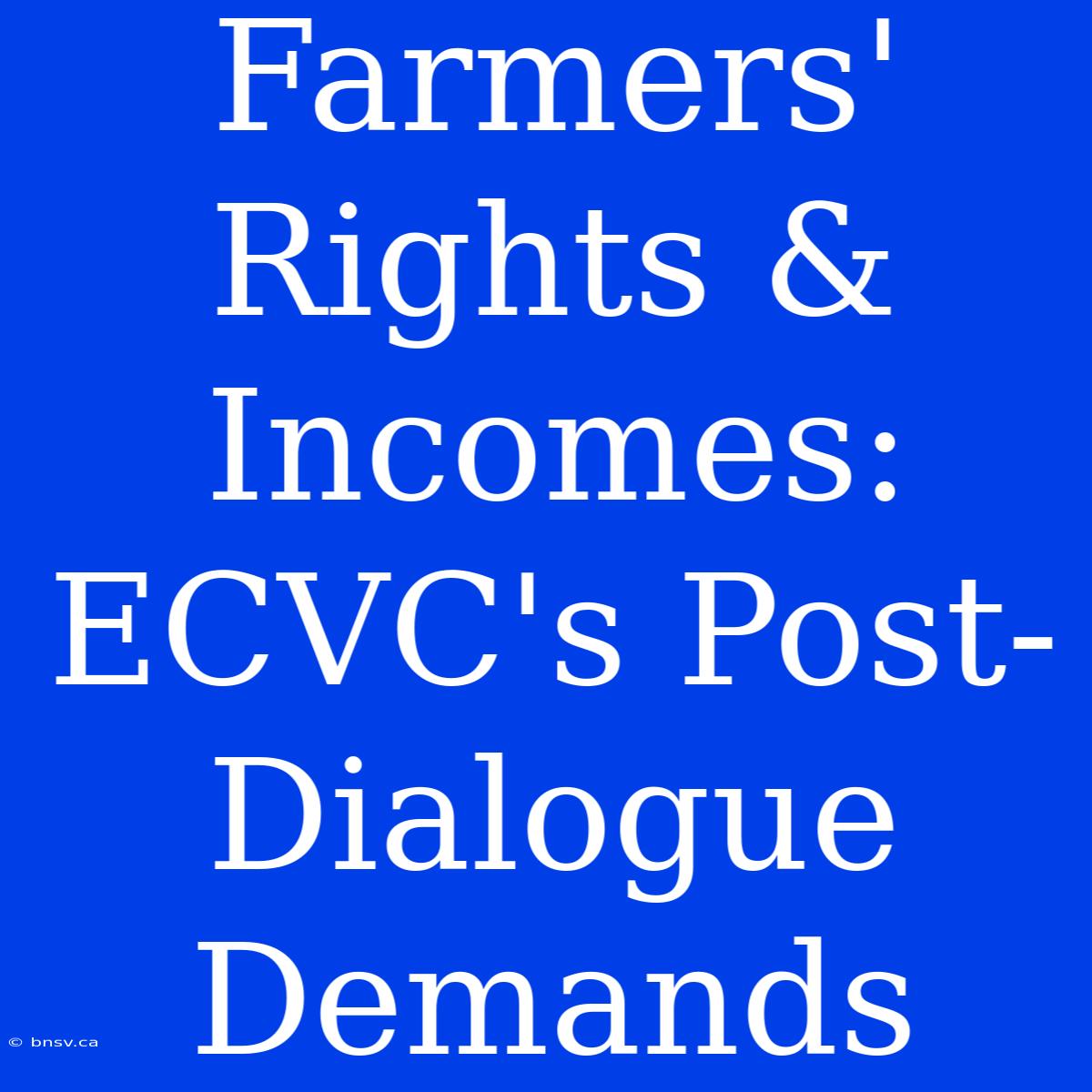 Farmers' Rights & Incomes: ECVC's Post-Dialogue Demands