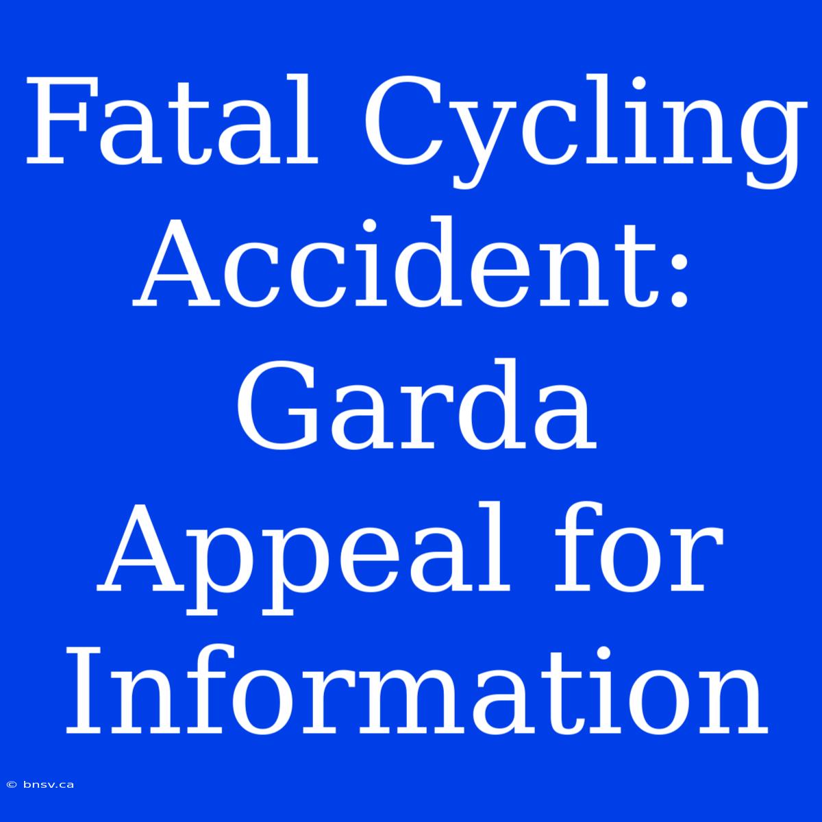 Fatal Cycling Accident: Garda Appeal For Information