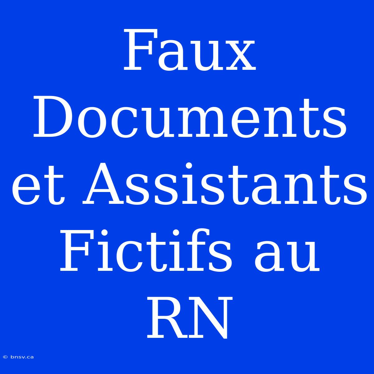 Faux Documents Et Assistants Fictifs Au RN