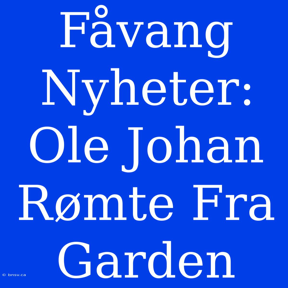 Fåvang Nyheter: Ole Johan Rømte Fra Garden