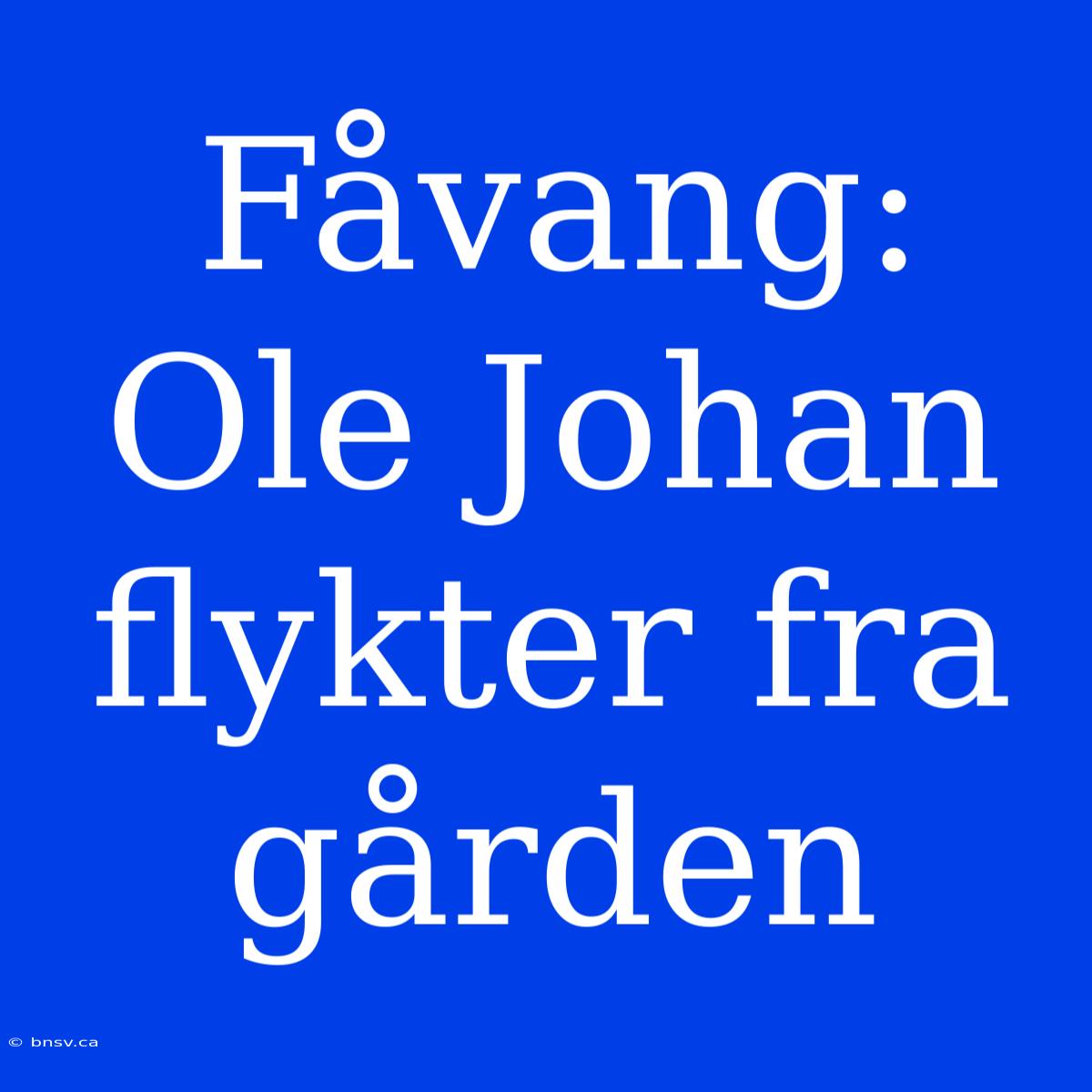 Fåvang: Ole Johan Flykter Fra Gården