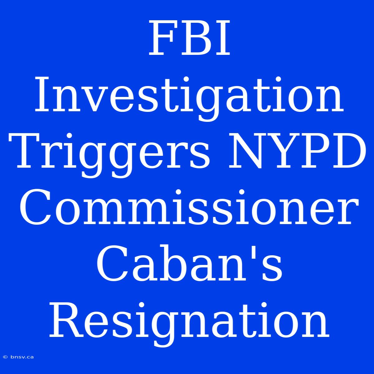 FBI Investigation Triggers NYPD Commissioner Caban's Resignation