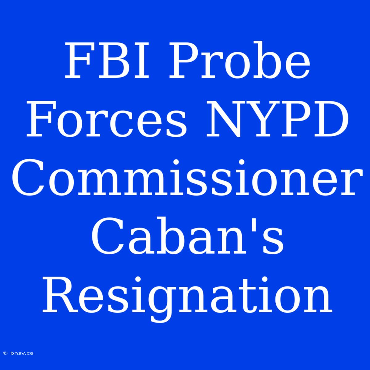 FBI Probe Forces NYPD Commissioner Caban's Resignation