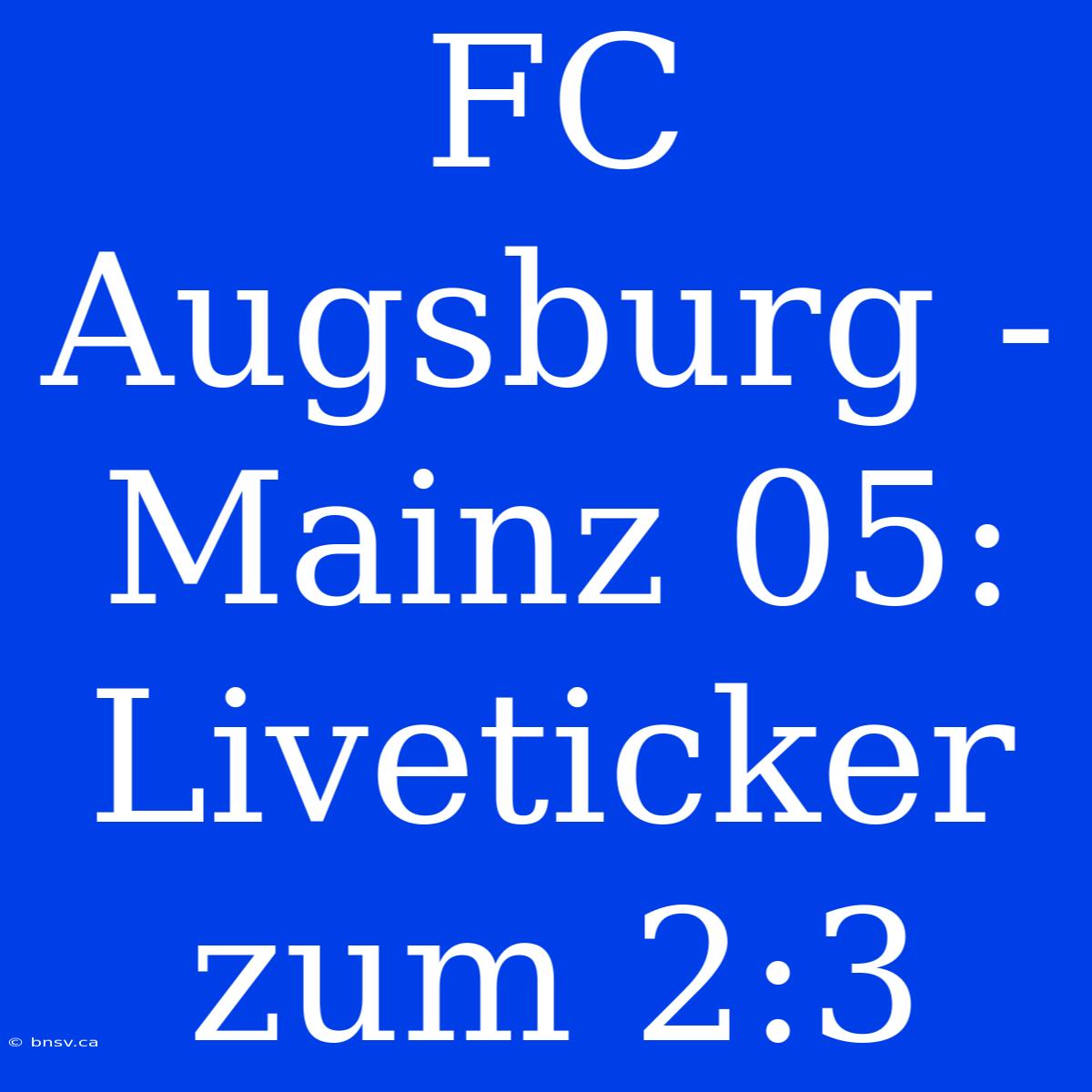 FC Augsburg - Mainz 05: Liveticker Zum 2:3