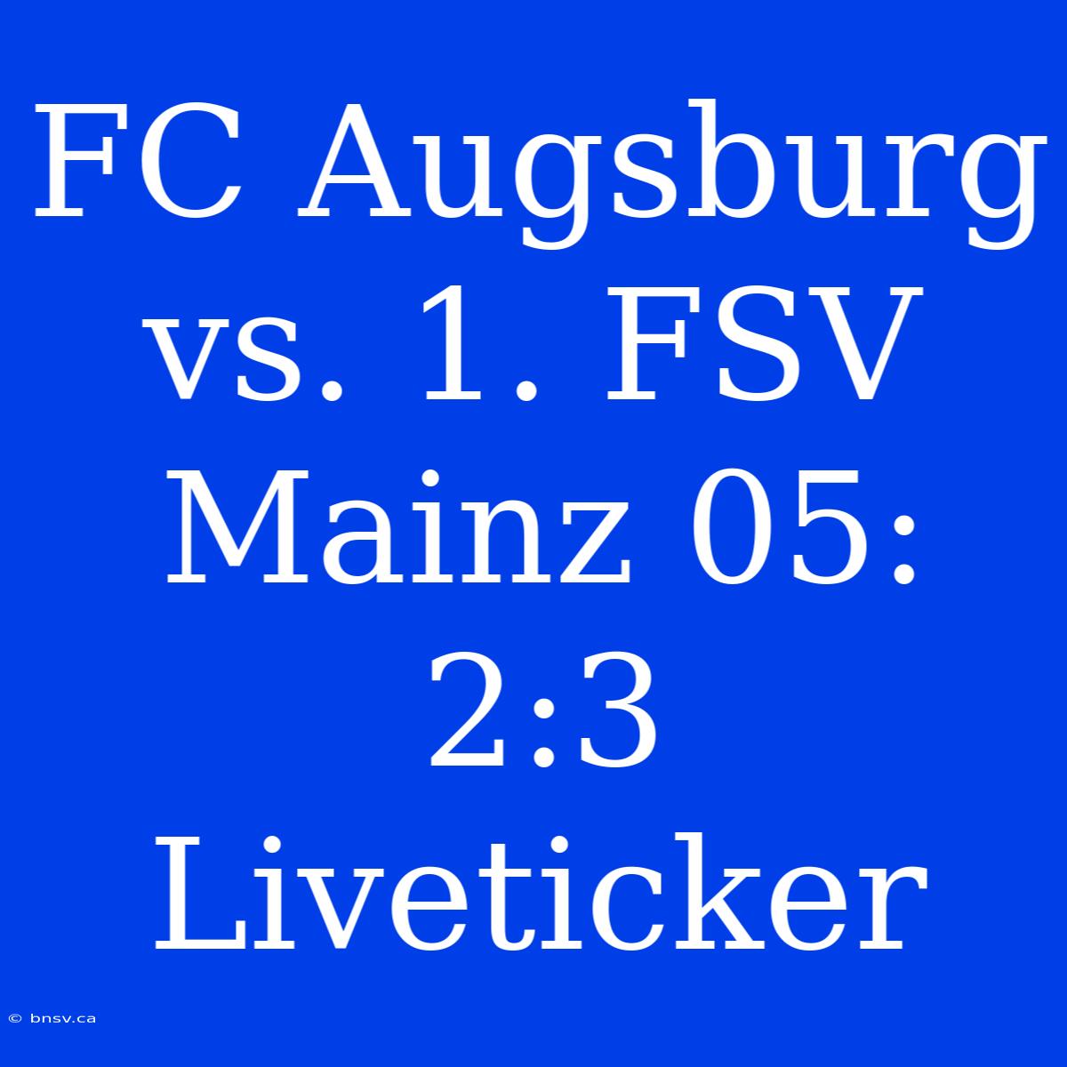 FC Augsburg Vs. 1. FSV Mainz 05: 2:3 Liveticker