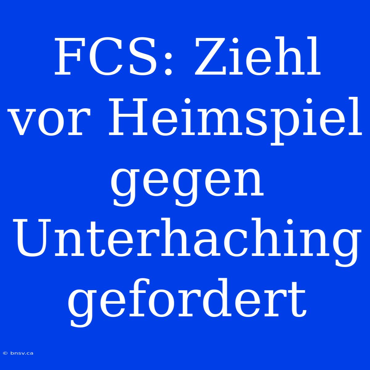 FCS: Ziehl Vor Heimspiel Gegen Unterhaching Gefordert