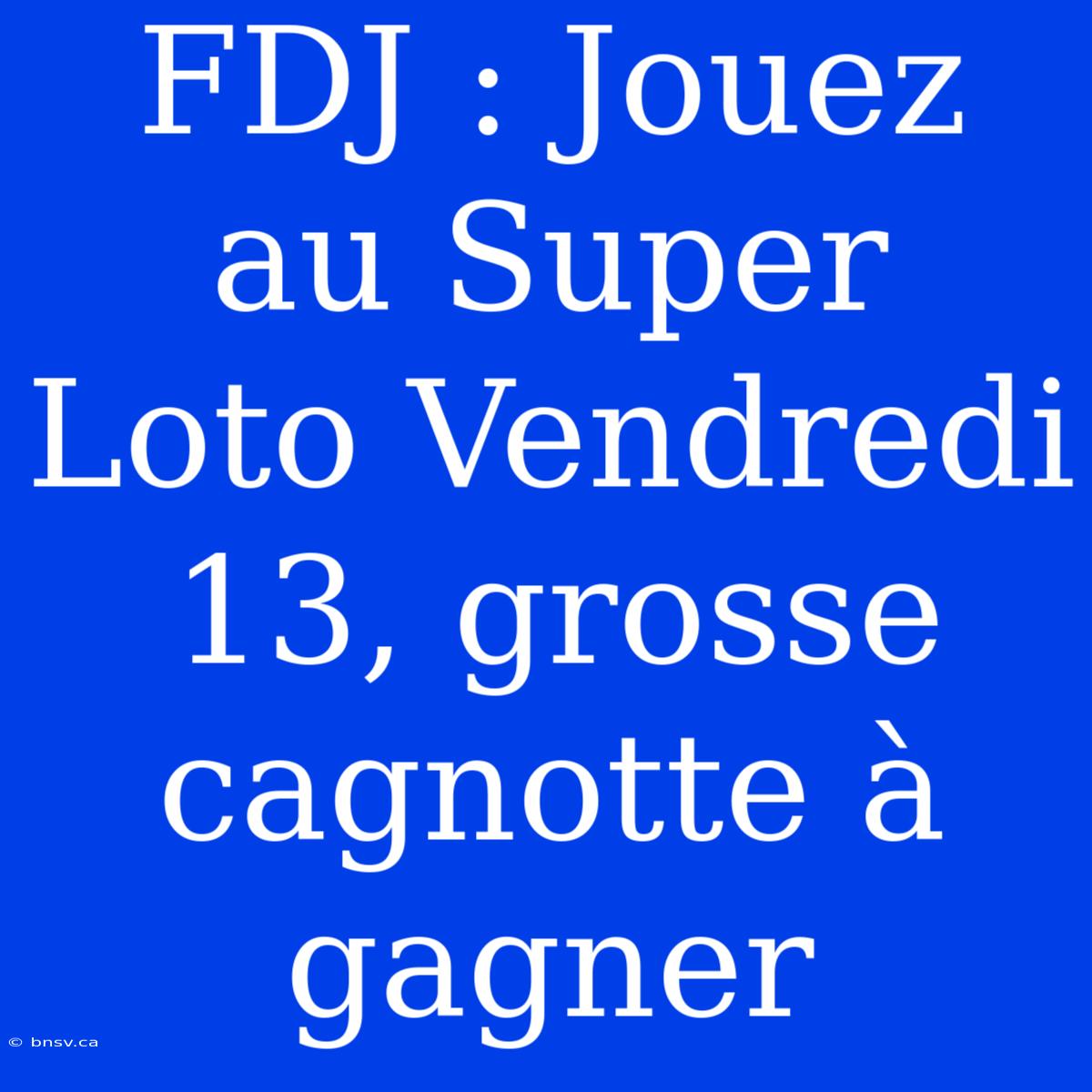 FDJ : Jouez Au Super Loto Vendredi 13, Grosse Cagnotte À Gagner