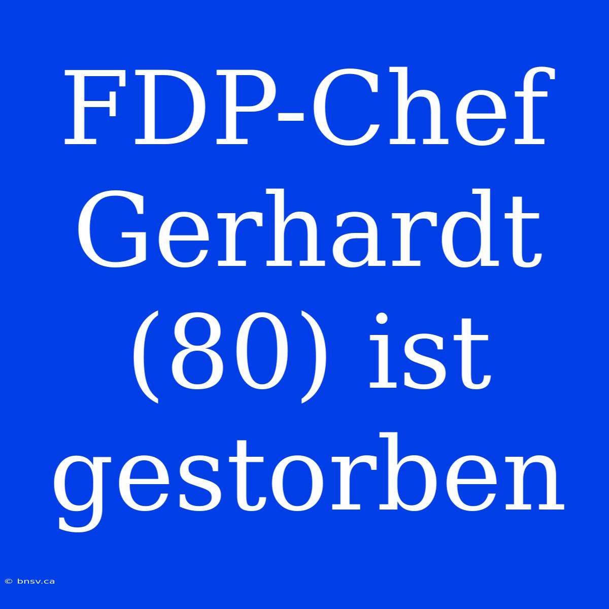 FDP-Chef Gerhardt (80) Ist Gestorben