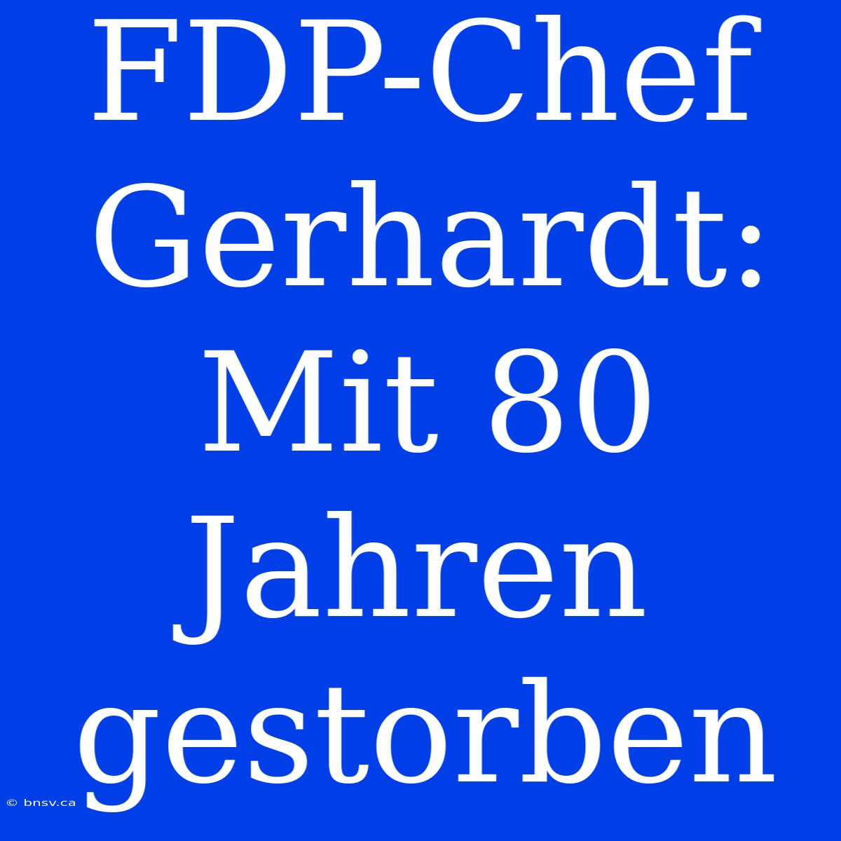 FDP-Chef Gerhardt: Mit 80 Jahren Gestorben