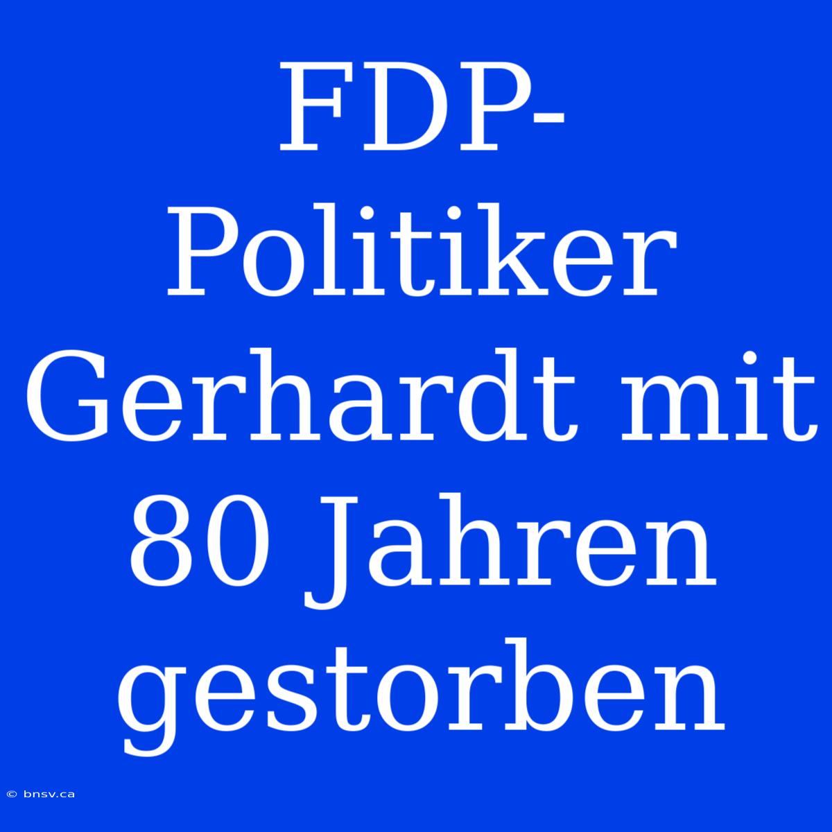 FDP-Politiker Gerhardt Mit 80 Jahren Gestorben