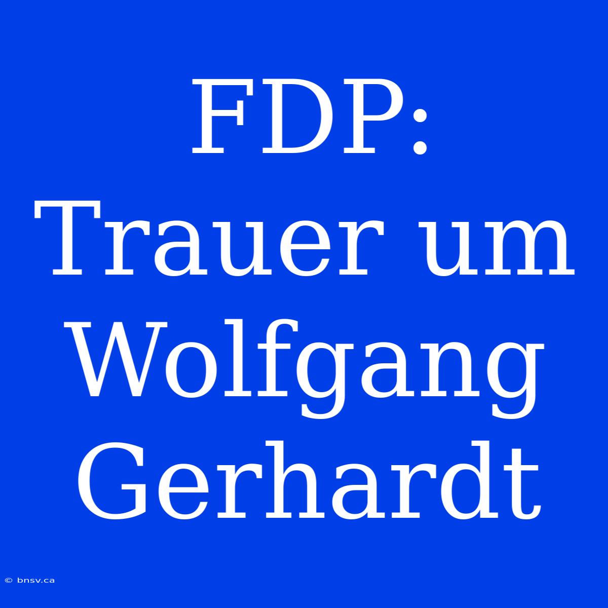 FDP: Trauer Um Wolfgang Gerhardt