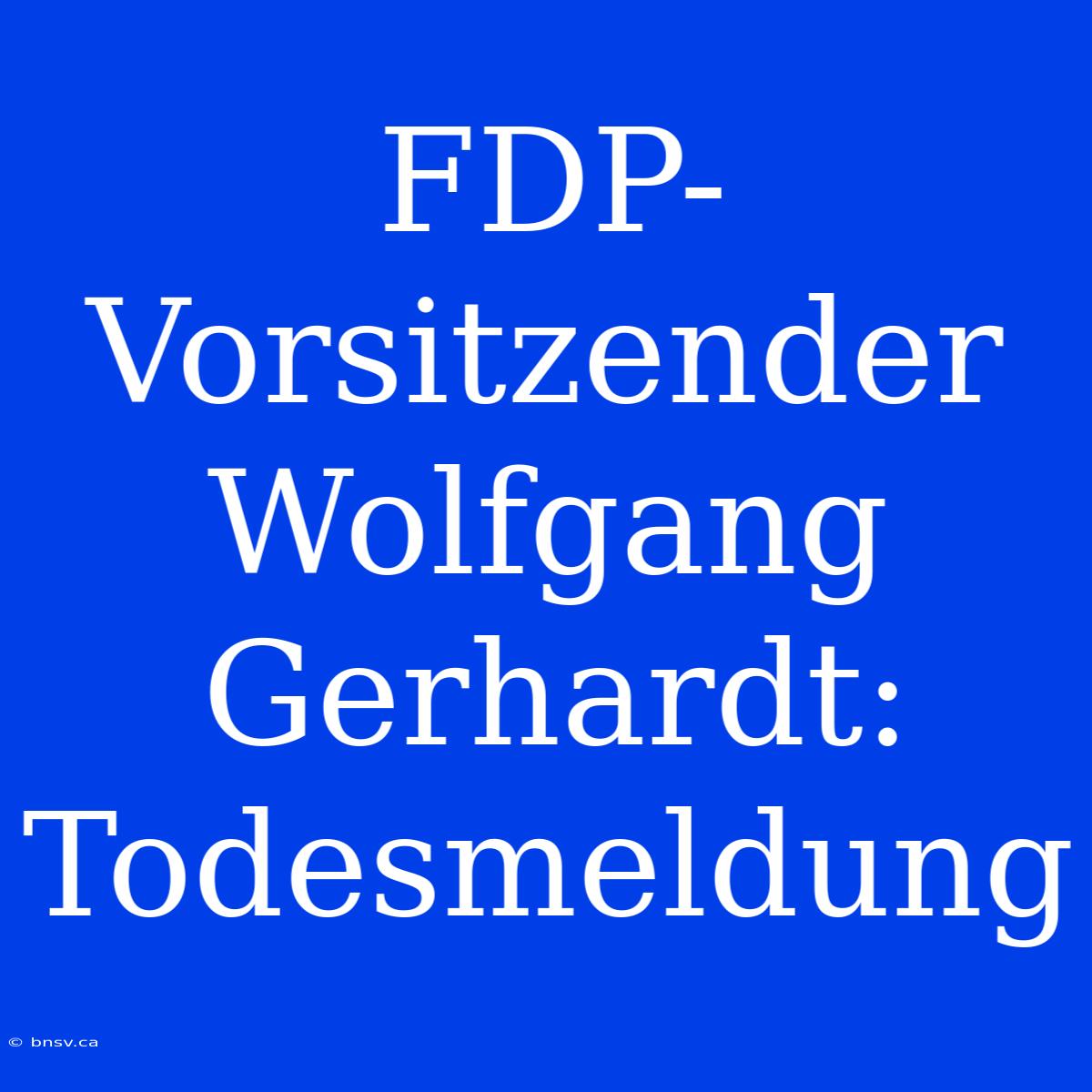 FDP-Vorsitzender Wolfgang Gerhardt: Todesmeldung