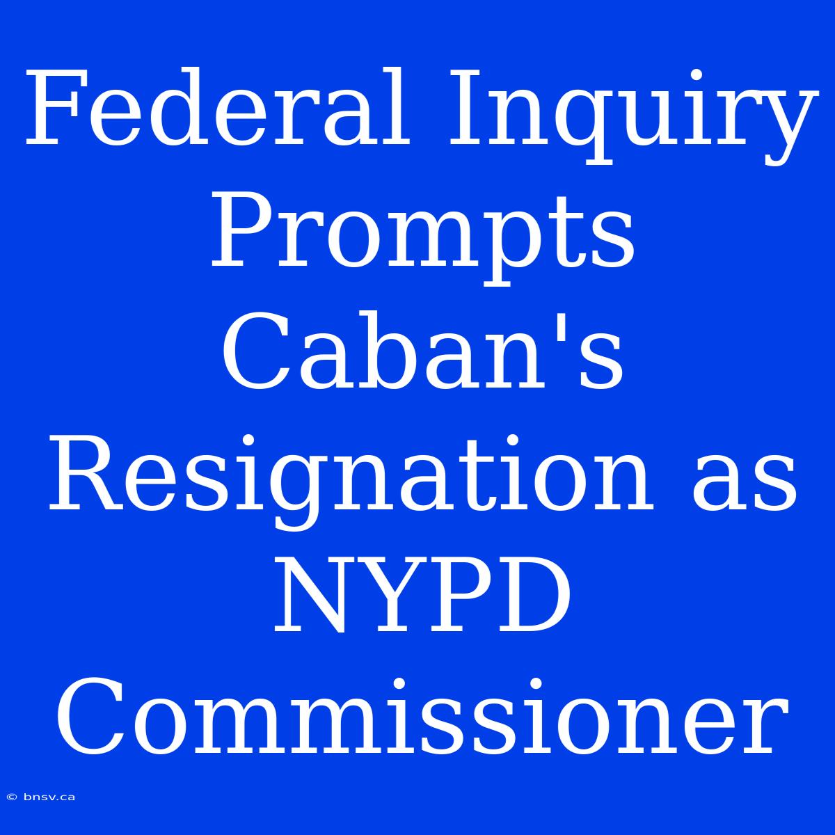 Federal Inquiry Prompts Caban's Resignation As NYPD Commissioner