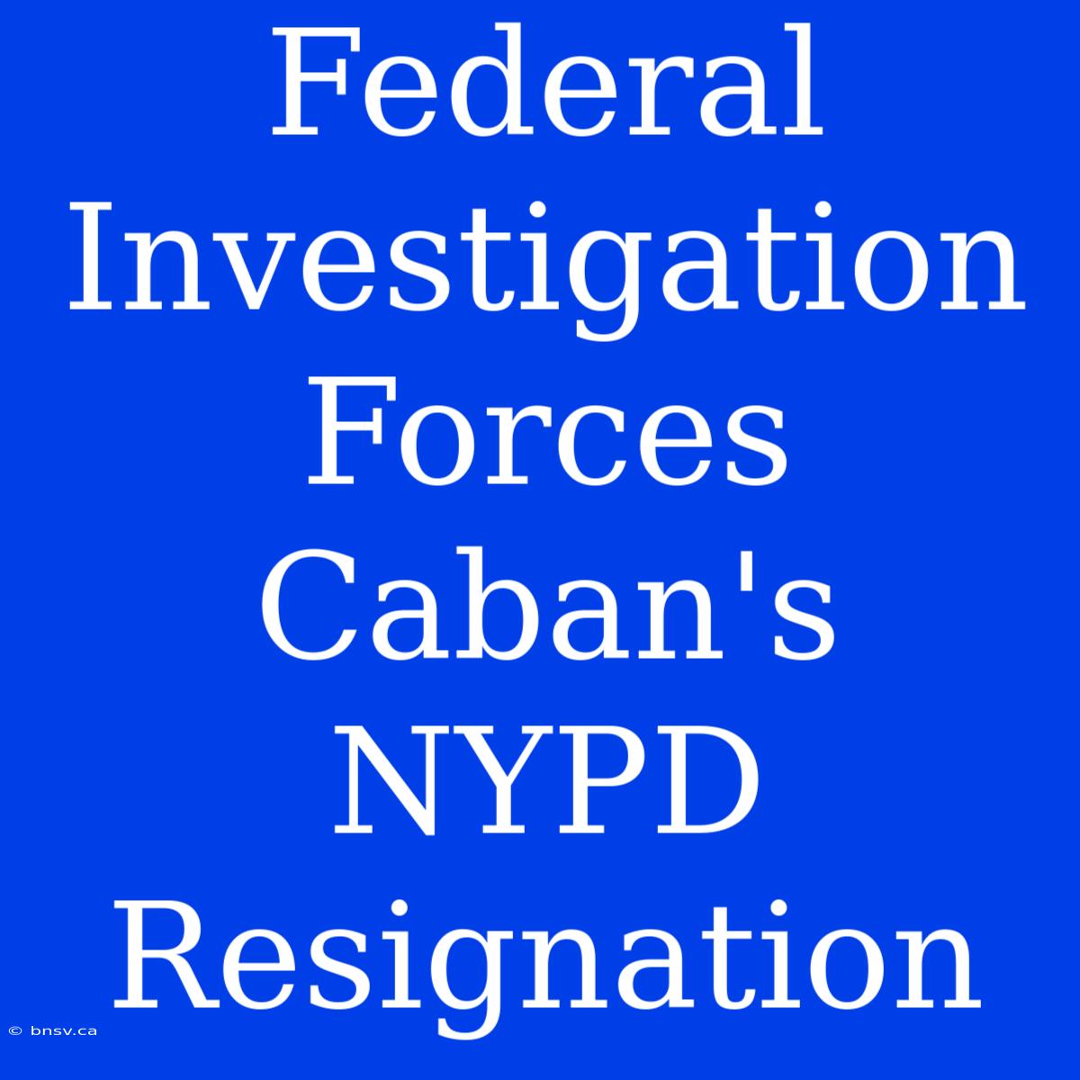 Federal Investigation Forces Caban's NYPD Resignation