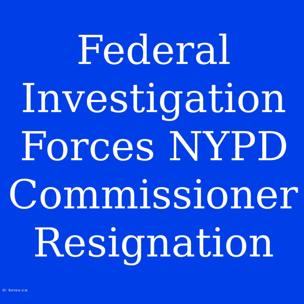 Federal Investigation Forces NYPD Commissioner Resignation