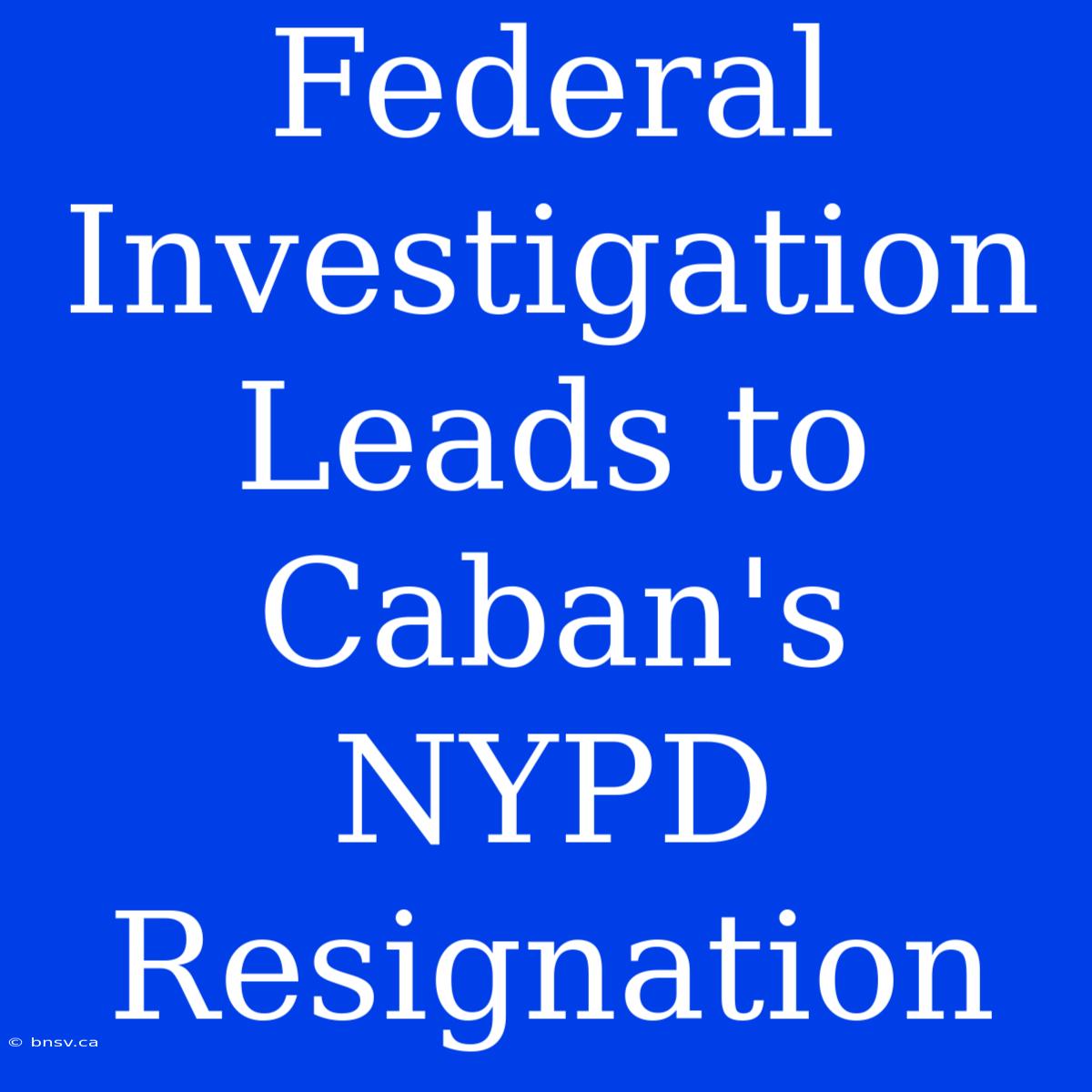 Federal Investigation Leads To Caban's NYPD Resignation