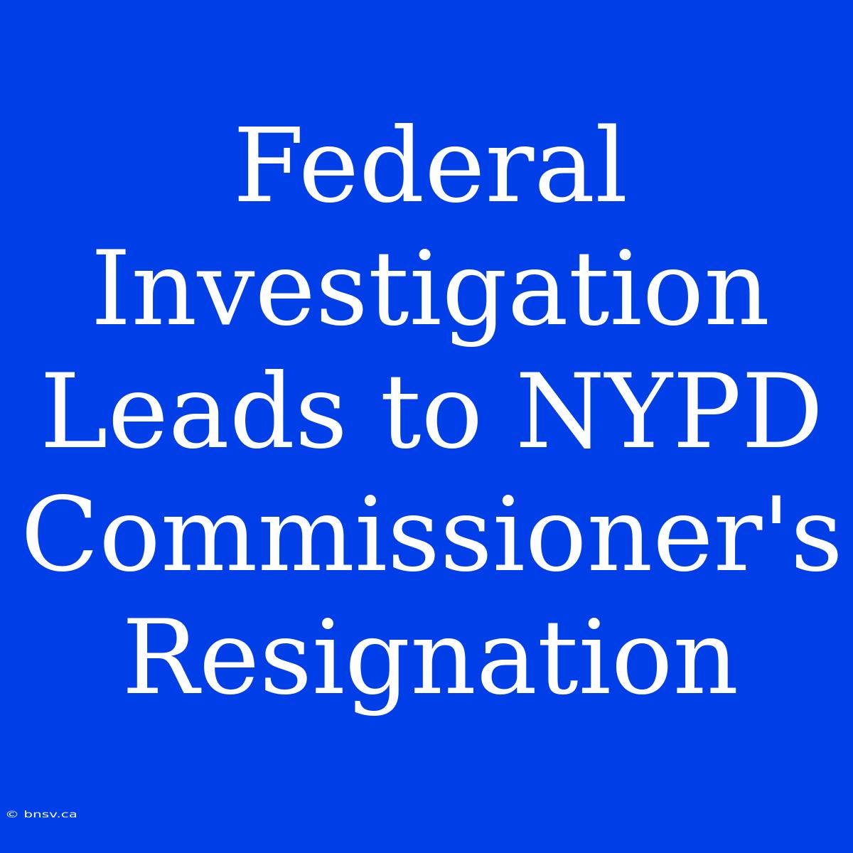 Federal Investigation Leads To NYPD Commissioner's Resignation